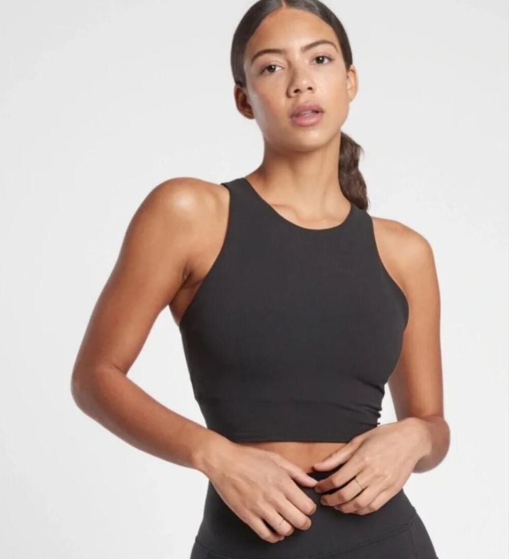 Athleta Black Long Line Bra Top Size Small